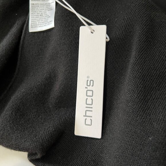 Chicos Womens Embroidered Eyelet Sweater Ruana Poncho Black size Small Medium - Picture 15 of 15